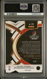 2023 Panini Select Scoot Henderson #129 Die Cut Green Prizm 5/5 Rookie RC PSA 10